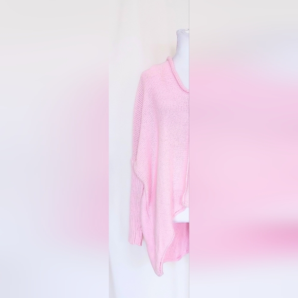 Pure Women's Size M/L High Low Style 3/4 Sleeve Handknit Sweater Pink - Picture 2 of 8